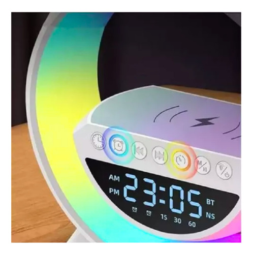Caixa De Som Bluetooth Luminária Rgb Carregador Indução G
