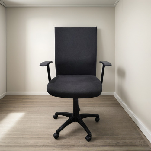Silla Para Oficina Tapizada En Tela Color Negro, Ergonómica Color Negro