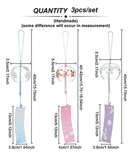 3 Campanas Viento Cristal Japonesas For Regalo Cumpleaños