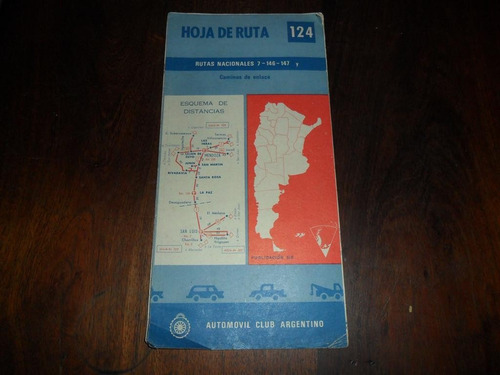 Hoja De Ruta 124 Mapa Plano Automovil Club Argentino Ruta 7