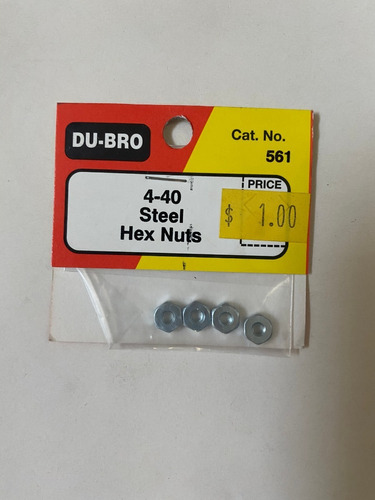 Du-bro 1/2 4-40 Steel Hex Nuts 561