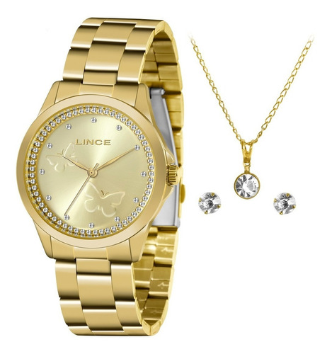 Relógio Lince Feminino Dourado A Prova D'água Original