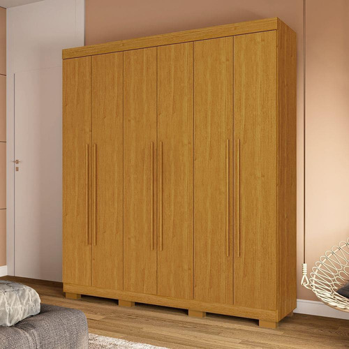 Guarda Roupa Casal 6 Portas 2 Gavetas Paolla Acp Cinamomo