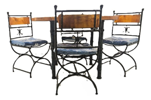 Juego De Comedor Rustico Redondo 4 Sillas Etrusco