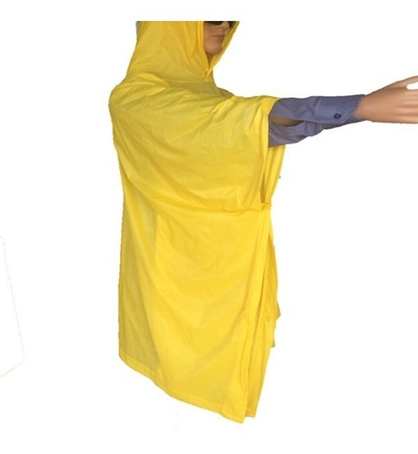Imagen 3 de 7 de Poncho Lluvia Agua Pvc 100% Impermeable Amarillo Azul-fran
