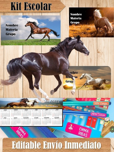 Kit Etiquetas Escolares Caballos Horses S292