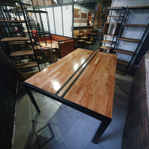 Imagen 7 de 8 de Mesa Industrial Madera Paraiso 200x120 Laqueado 70/30 Hierro