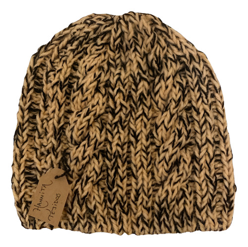 Gorro De Lana Tejido A Mano Artesanal Gm03 Único Adulto Salmón Melange