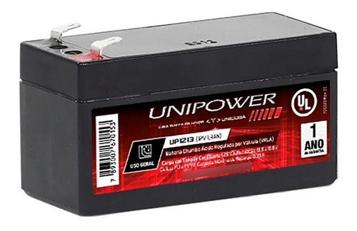 Bateria Selada 12v 1,3ah Unipower Up1213 - Vida Útil: 2 Anos