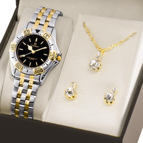 Kit Relógio Feminino Champion Com Colar E Brincos Ch30037n