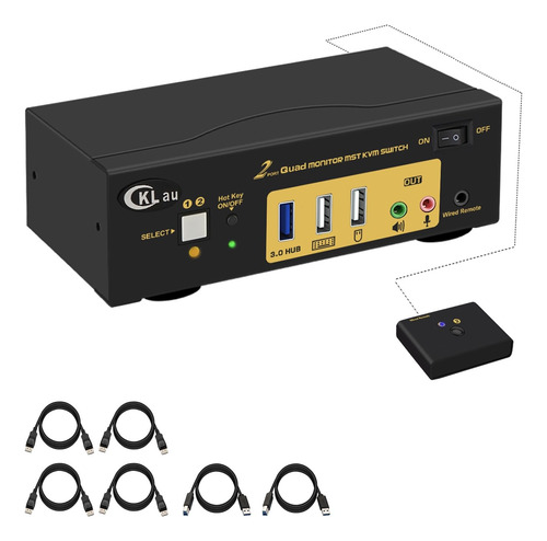 Cklau Mst Displayport Hdmi Kvm Switch Quad Monitor, (2 Dp