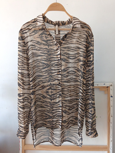 Camisa Stradivarius Leopardo Animal Print Importada Usa Gasa