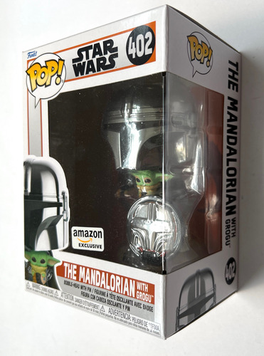 Funko Pop Mandalorian Holding Grogu Pin Chrome 402 Exclusivo