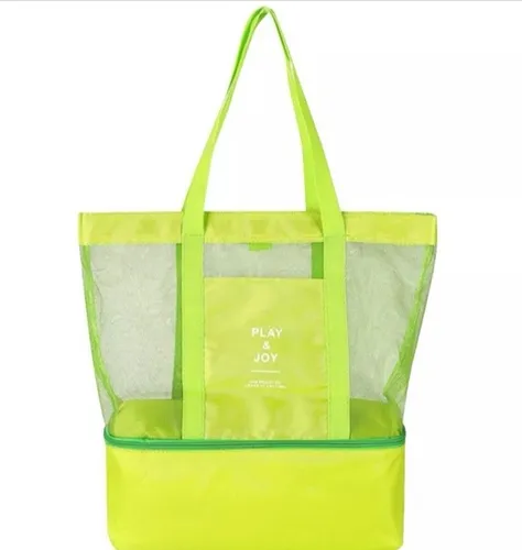 comprar Bolsa Praia Rede Com Compartimento Térmica Ombro Play Joy Cor Verde Cor da correia de ombro cor da bolsa Desenho do tecido Liso
