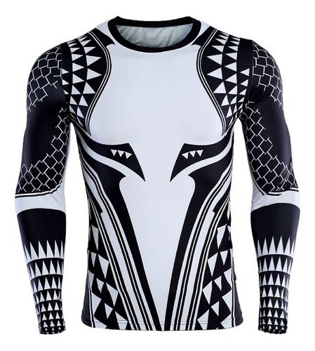 Camisa De Compresión Para Hombre Aquaman Estampada Manga Lar