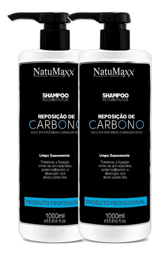 Kit 2 Shampoos Reconstrutor Reposição De Carbono Natumaxx 1l