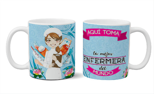 Taza De Cerámica Personalizada Enfermera Con Nombre Import.