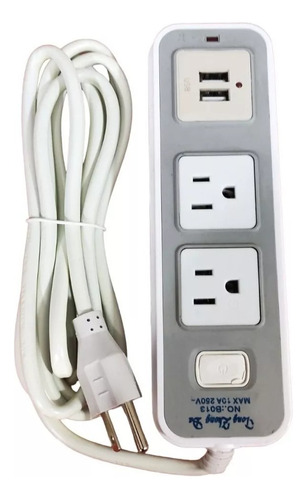 Regleta 2 Toma Con Usb Multitoma Extension Electrica 