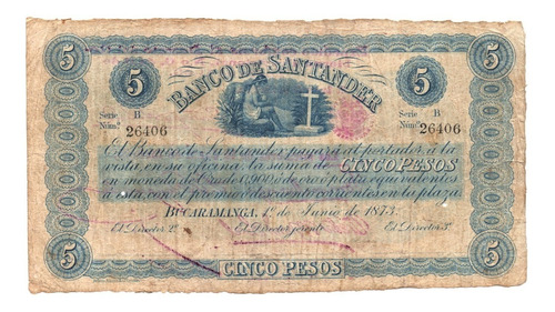 Banco De Santander 5 Pesos 1900