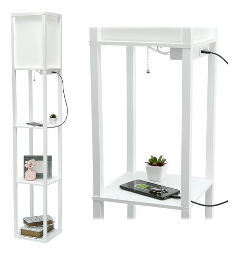 Simple Designs Lf-wht Lámpara De Pie Etagere Organizador E.