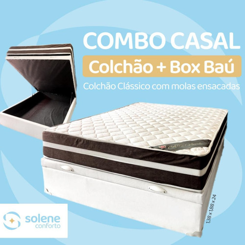 Conjunto Cama Box Baú Colchão Clássico Casal