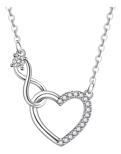 Collar Colgante Plata 925 Circones Elegante Corazón Circón