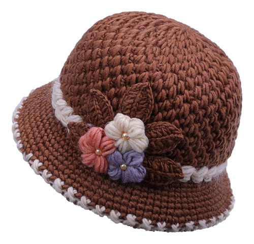 Gorro De Lana Tejida Con Flores De Invierno 2023 Para Mujer,