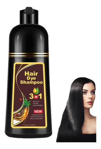 Champú Para Teñir El Cabello Negro 3 En 1, Champú Para