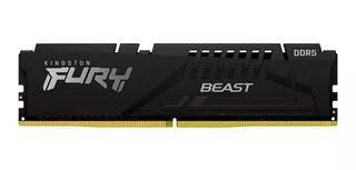 Memoria RAM Fury Beast DDR5 gamer color negro 32GB 2 Kingston KF548C38BBK2-32