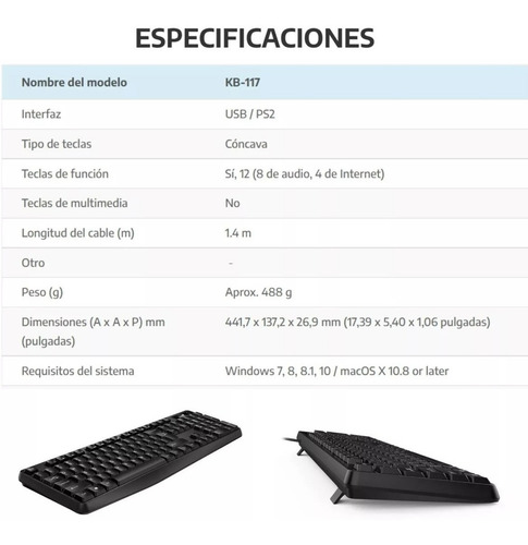 Teclado Genius Kb-117 Español Con Cable Usb