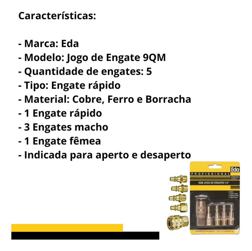 Engate Rápido 1/4 Polegada 5 Peças 1/4 Metal 9qm Eda