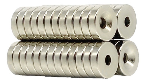 Imagen 4 de 5 de 10 Piezas Imán De Neodimio N35 15x4mm Avellanado 4mm