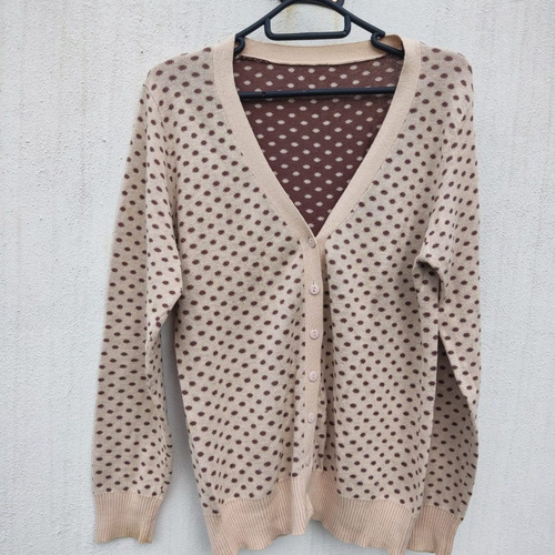 Saco Saquito Beige Con Puntitos Marrones C/ Botones Algodon