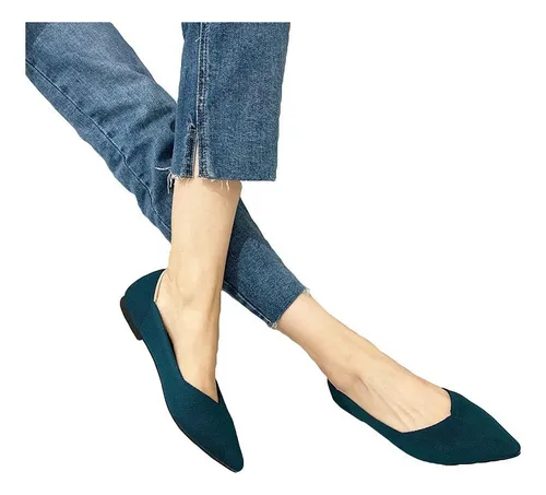 Flats Mujer Zapatos Planos Puntiagudo Punta Tejido De Punto