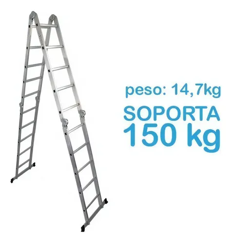 Escalera 5.8 Multifuncion Aluminio 20 Escalones Color Plateado