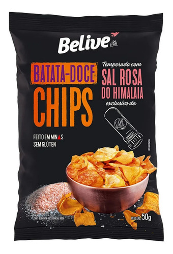 Imagem 1 de 5 de Batata Doce Chips Belive Com Sal Do Himalaia 50g