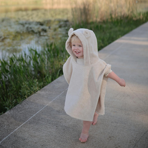 Poncho Y Toalla Mushie Para Bebés Y Niños De Algodón Orgánic Color Fog