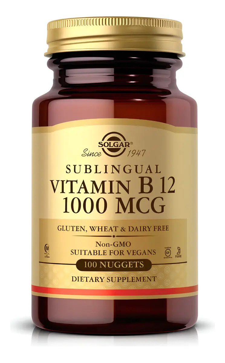 Vitamina B12 Sublingual 1.000 Mcg 100 Comprimidos Solgar Eua Sem Sabor