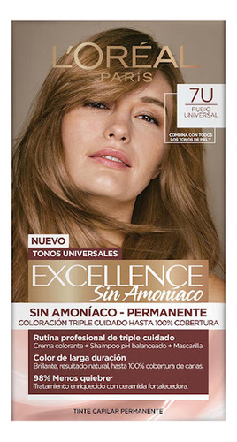 Tinte Loreal Excellence Nudes Sin Amoníaco Rubio Universal 7