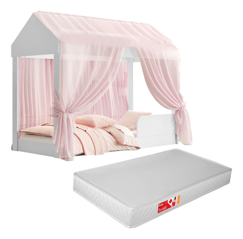 Cama Princesa C/ Colchão Montessoriana Menina Docel Infantil