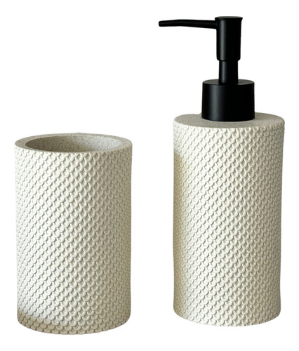 Set De Baño De Resina Dispenser 20cm Y Portacepillo 11cm