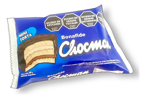 Alfajor Chocman Mini Torta chocolate 68 g pack x 8