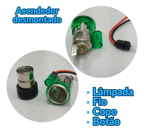 Acendedor Cigarro Automotivo Isqueiro Carregador Led Celular