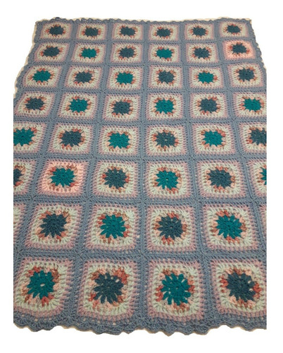Manta Artesanal Tejida A Mano En Crochet Celest M104 Liquido