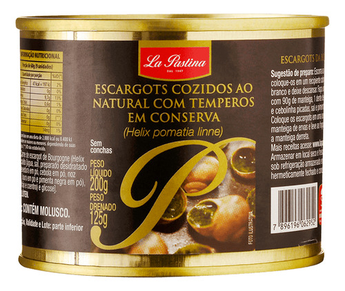 Escargot La Pastina Sem Concha 125g