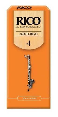 Cañas Rico Clarinete Bajo, Fuerza 4.0, Paquete De 25