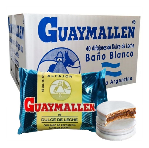 Alfajor Guaymallen Blanco 40u X 38g - Cotillón Waf