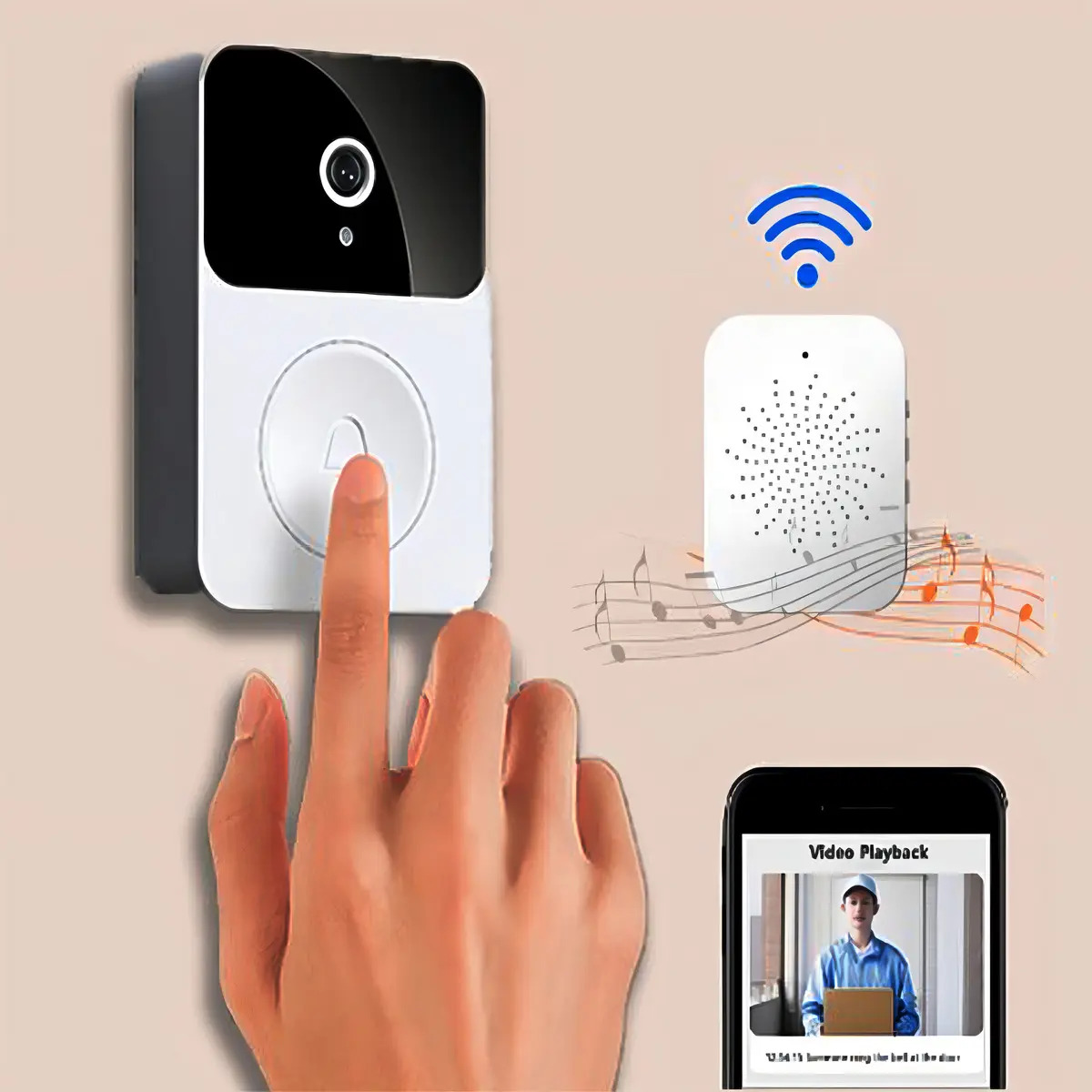 Timbre Inteligente Inalámbrico con Cámara WiFi y Visión Nocturna Tuya