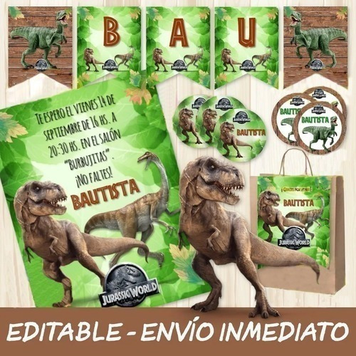 Kit Imprimible Jurassic World Dinosaurios Cumpleaños Fiesta