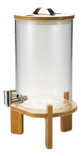 Dispensador De Bebidas Vidrio Canilla 8l Madera Bambu Barril